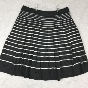 Talbots Womens Skirt Pleated Black White Stripe Knee‎ Length 14 New